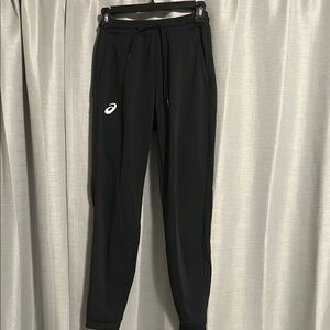 Asics Black Sweatpants Tapered Fit Elastic Waistband